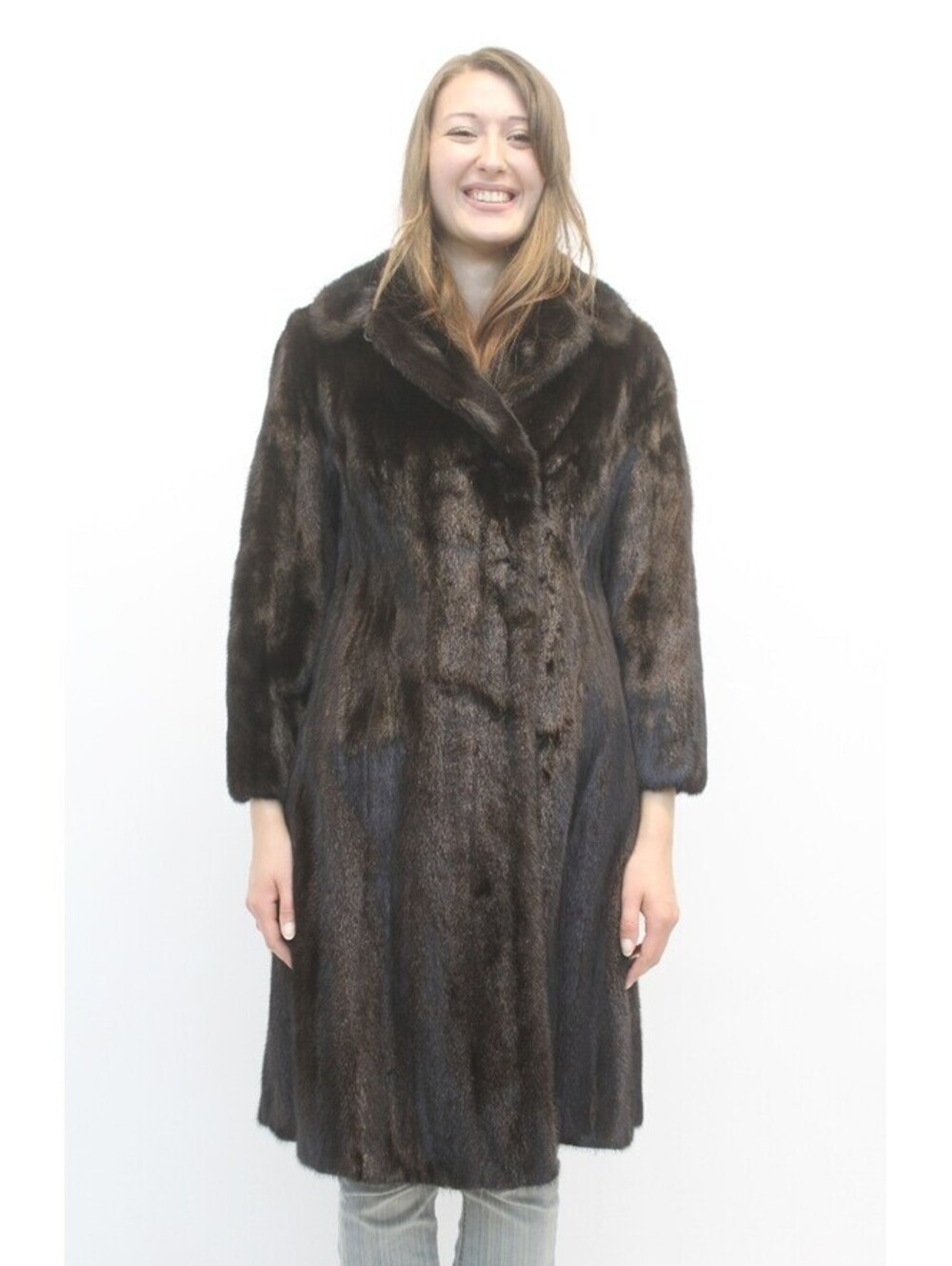 EXCELLENT CANADIAN DARK RANCH MINK FUR COAT  JACKET WOMEN WOMAN SIZE 2-4 PETITE